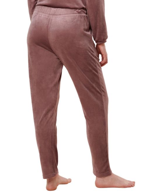 Trousers in soft velour, sweet chestnut