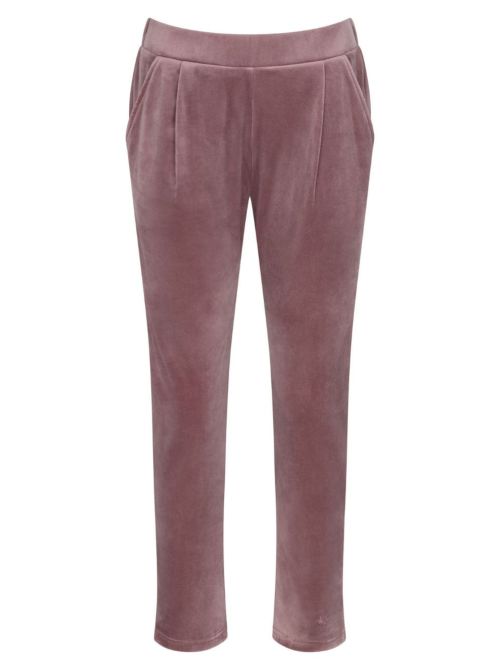 Trousers in soft velour, sweet chestnut