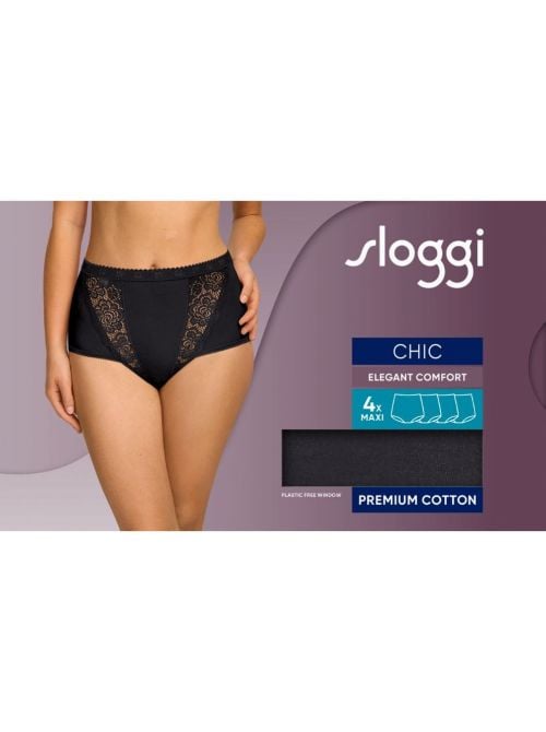 Chic Maxi confezione da 4 Slip, nero