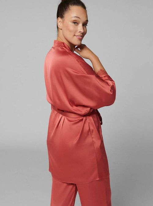 Satin Secrets kimono, pink