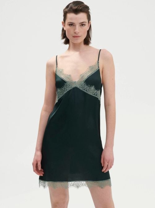 Satin Secrets sottoveste, vert kolsaï