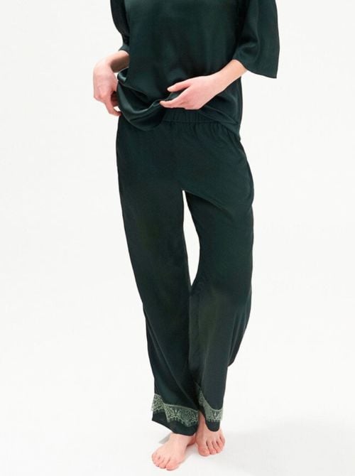 Satin Secrets trousers, green