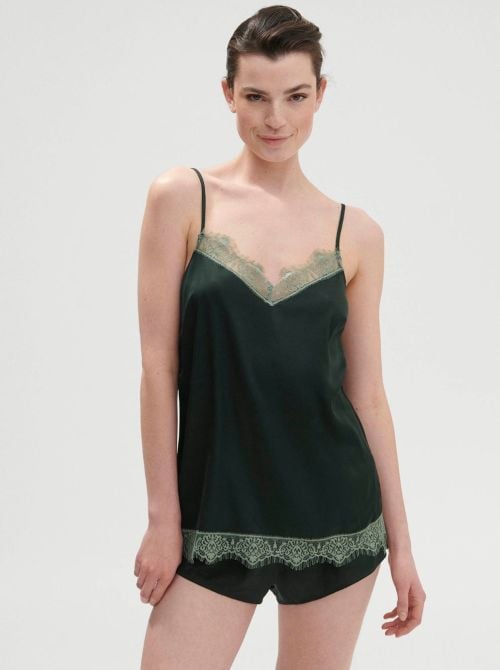 Satin Secrets Top, vert kolsaï