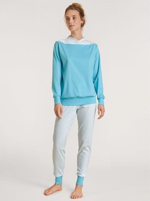 Soulmate pyjama with cuff, blue topaz CALIDA