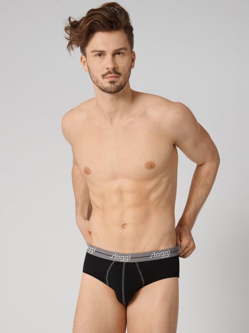 Sloggi Start Midi 2 briefs, grey/black