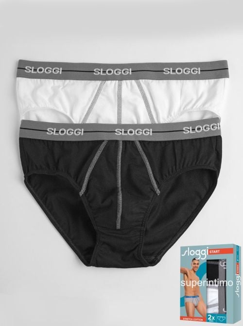 Sloggi Start Midi confezione da 2 slip, bianco/nero SLOGGI