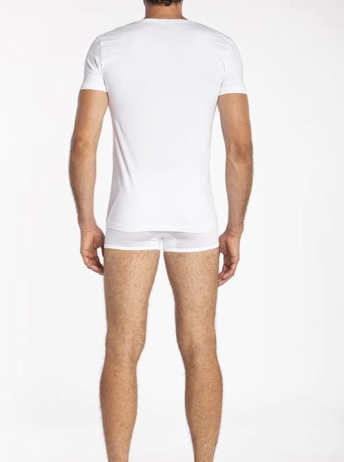 Inspired - Maglietta Scollo a V in Light Cotton seconda pelle, bianco