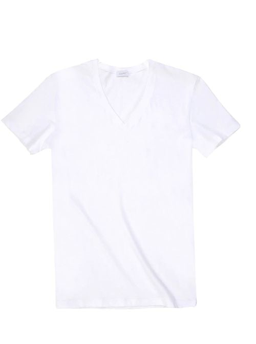 Inspired - Maglietta Scollo a V in Light Cotton seconda pelle, bianco