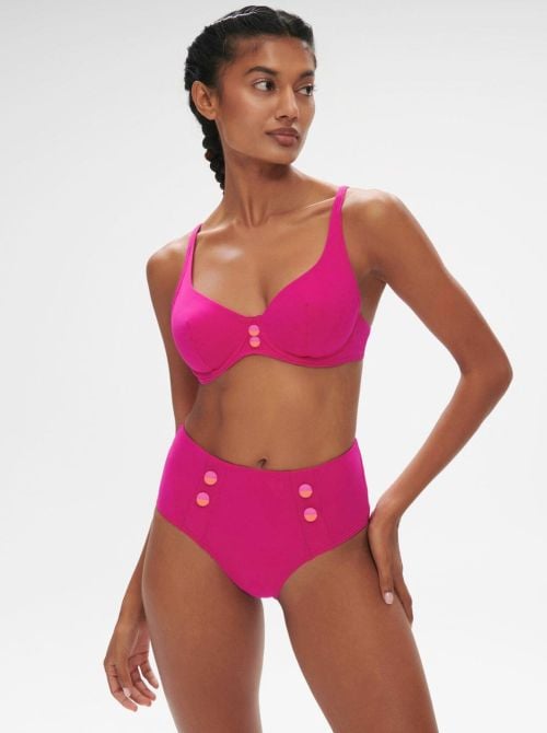 Alati slip a vita alta per bikini, hibiscus