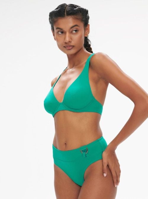 Palmeraie slip a vita alta per bikini, verde