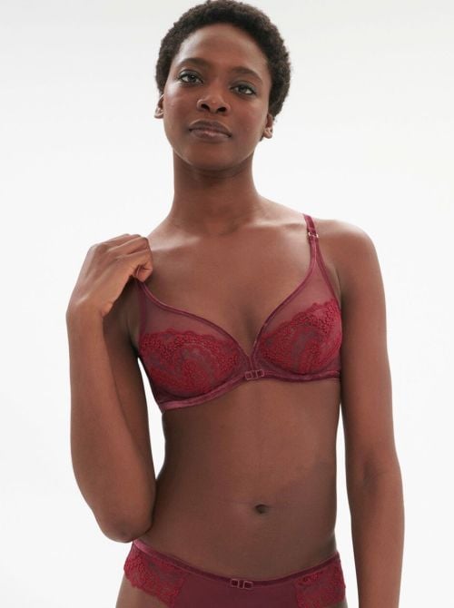 Scenario bra with underwire, burgundy red