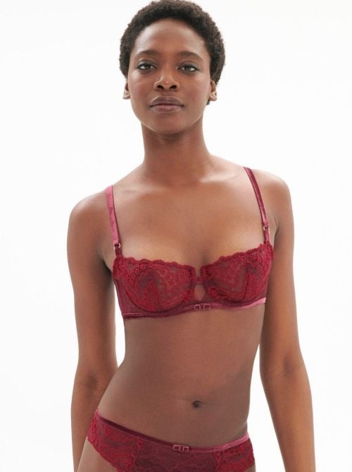 Scenario Reggiseno a balconcino con ferretto, rosso borgogna