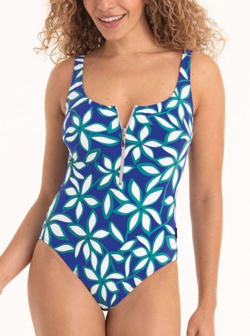 Elouise costume piscina-mare con zip, blu oceano ROSA FAIA BEACHWEAR
