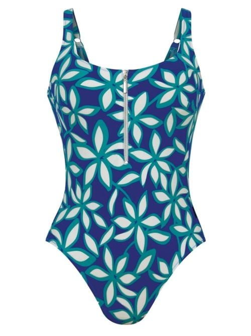 Elouise costume piscina-mare con zip, blu oceano