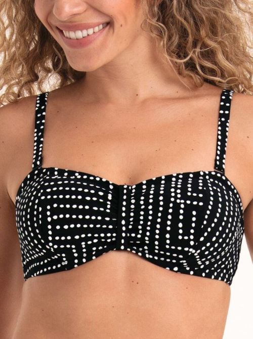 Ella reggiseno per bikini a fascia, bianco e nero