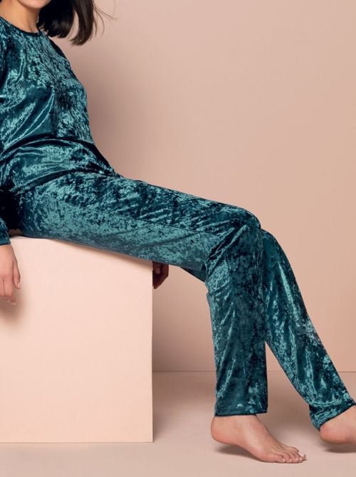 Antigel Velours en Fête pantalone in velluto, bleu canard