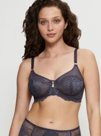 Wild Peony Florale W01 Reggiseno con ferretto, grigio