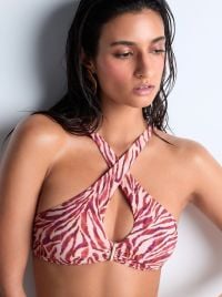 Feline Energy top per bikini, pink tiger