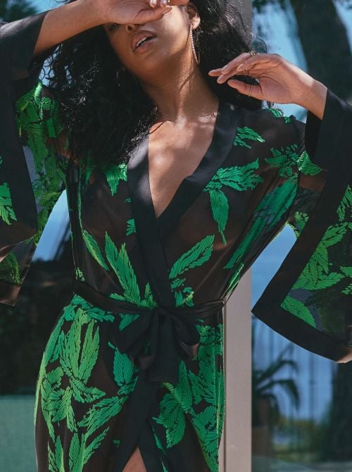 Ambre kimono lungo in seta MARJOLAINE