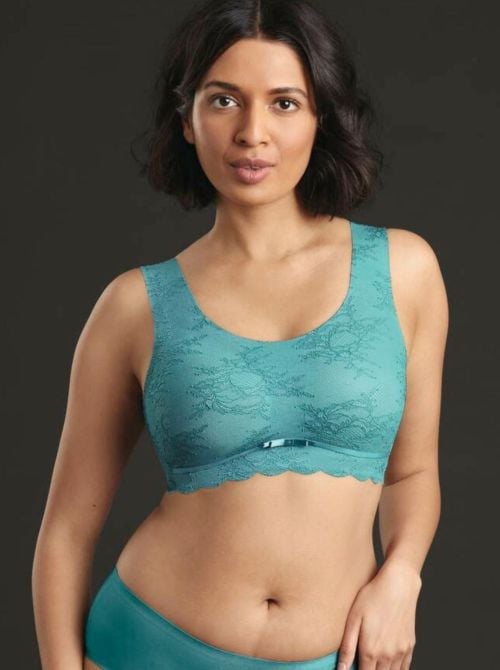 Essential Lace bralette con coppe imbottite, light smeragd ANITA