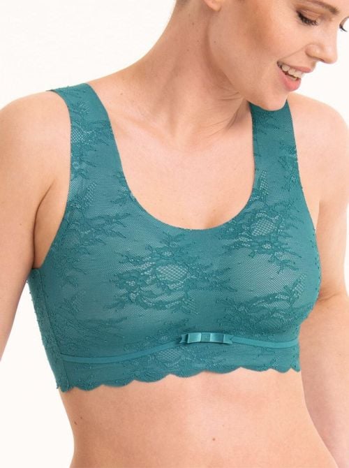 Essential Lace bralette con coppe imbottite, light smeragd ANITA