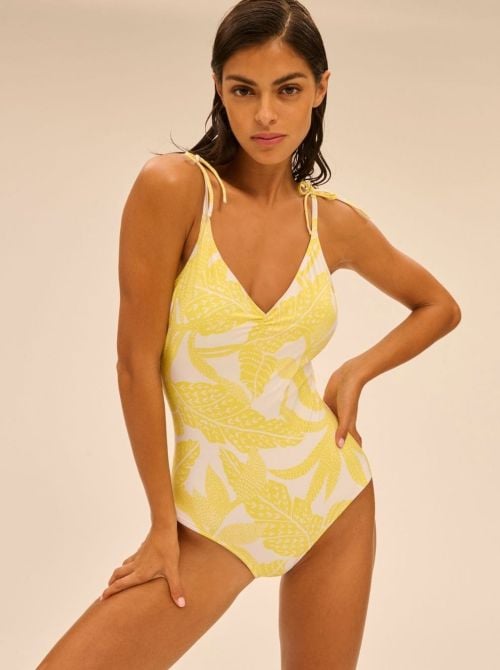 Melia costume intero senza ferretto, fantasia gialla SIMONE PERELE BEACHWEAR