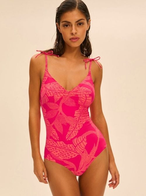 Melia costume intero senza ferretto, fantasia fuxia SIMONE PERELE BEACHWEAR
