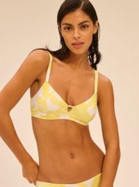 Melia triangolo per bikini con ferretto, fantasia gialla