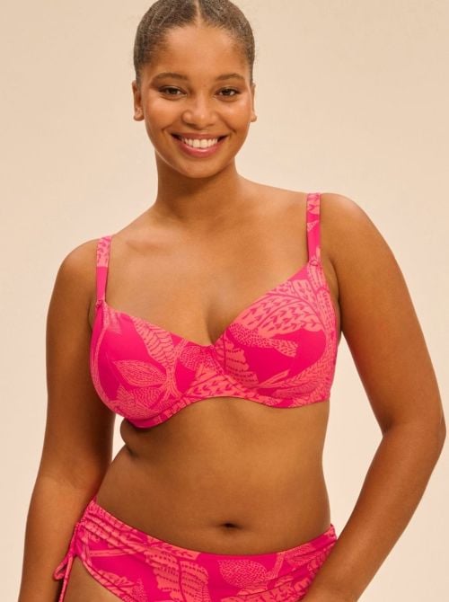 Melia reggiseno per bikini con ferretto, fantasia fuxia SIMONE PERELE BEACHWEAR