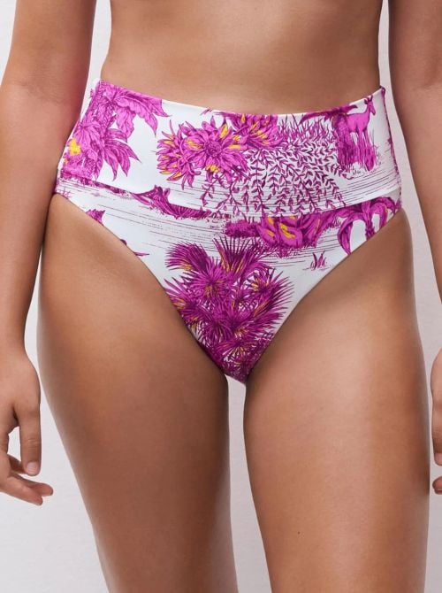 Sauvage slip per bikini altezza regolabile, giungla bianca