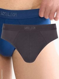 SLG Base 2 Slip Uomo in Cotone Bio, carbone e azzurro
