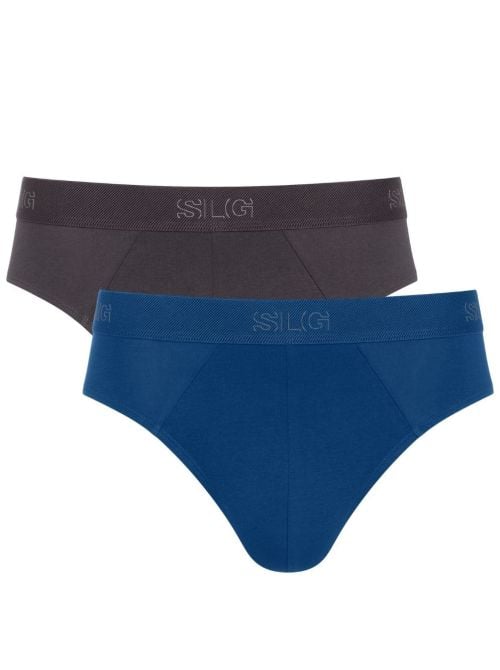 SLG Base 2 Slip Uomo in Cotone Bio, carbone e azzurro