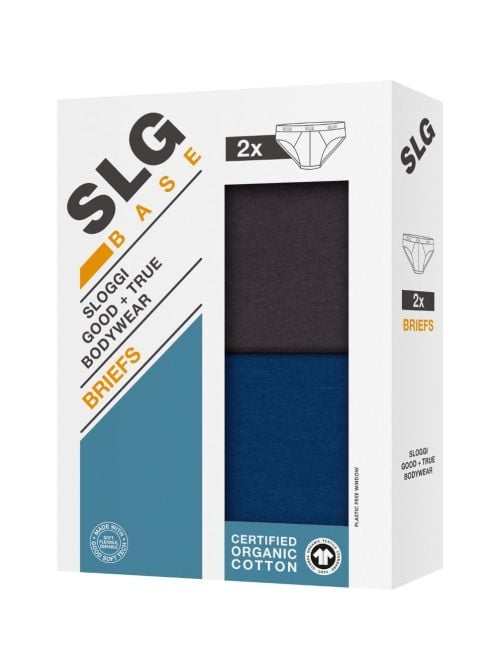 SLG Base 2 Slip Uomo in Cotone Bio, carbone e azzurro