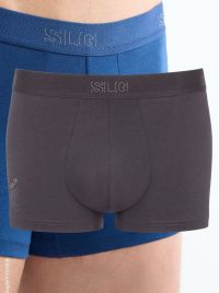 SLG Base Trunks 2 Boxer Uomo in Cotone Bio, carbone e azzurro