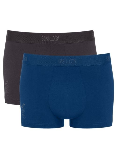 SLG Base Trunks 2 Boxer Uomo in Cotone Bio, carbone e azzurro
