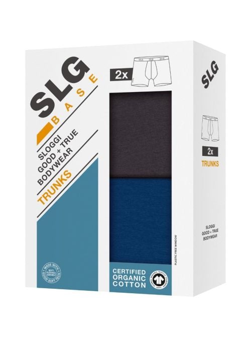 SLG Base Trunks 2 Boxer Uomo in Cotone Bio, carbone e azzurro