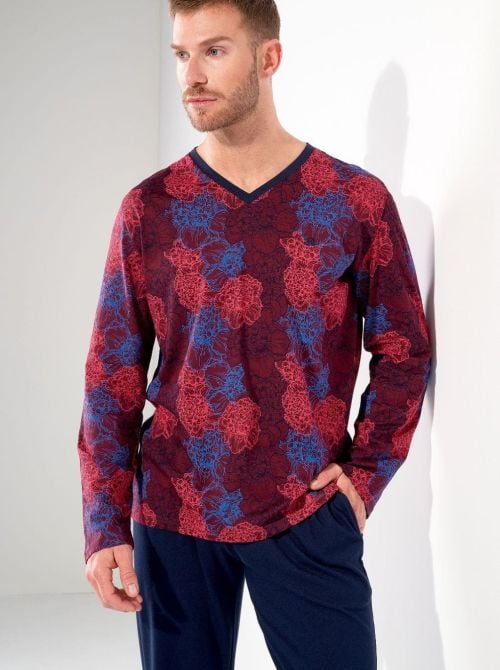 Bouquet Pigiama lungo - Bordeaux Print