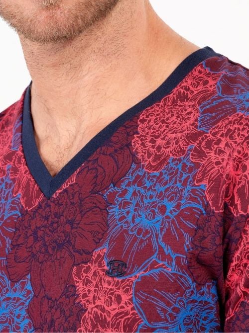 Bouquet Pigiama lungo - Bordeaux Print