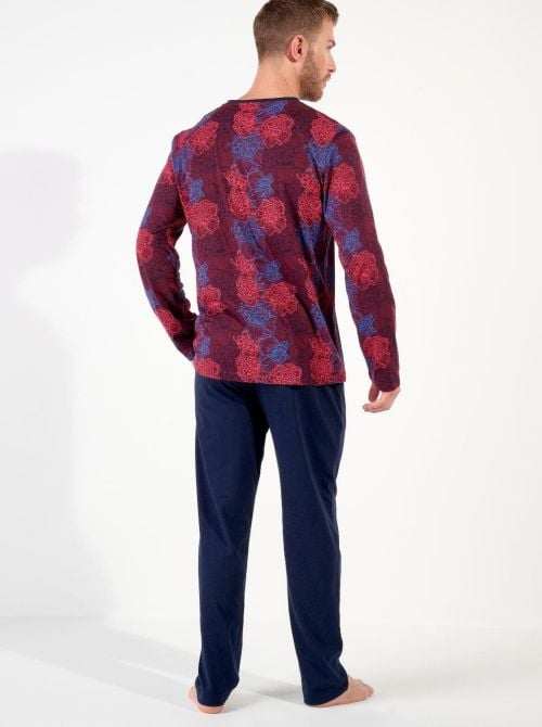 Bouquet Pigiama lungo - Bordeaux Print