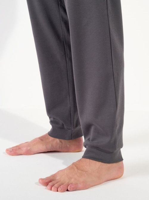 Aloys Pigiama lungo in cotone caldo - Dark Grey Print