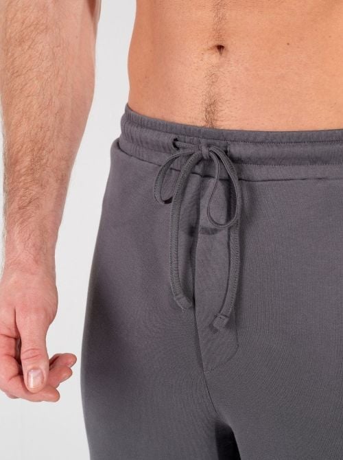 Aloys Pigiama lungo in cotone caldo - Dark Grey Print