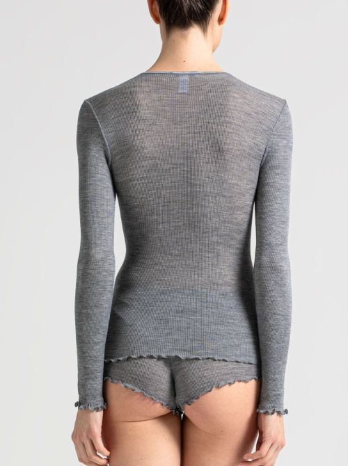 Romilda Maglietta in lana e seta, grigio melange