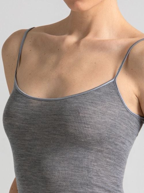 Romilda Top in lana e seta, grigio melange BOGLIETTI