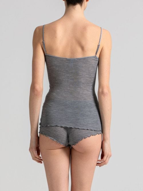 Romilda Top in lana e seta, grigio melange