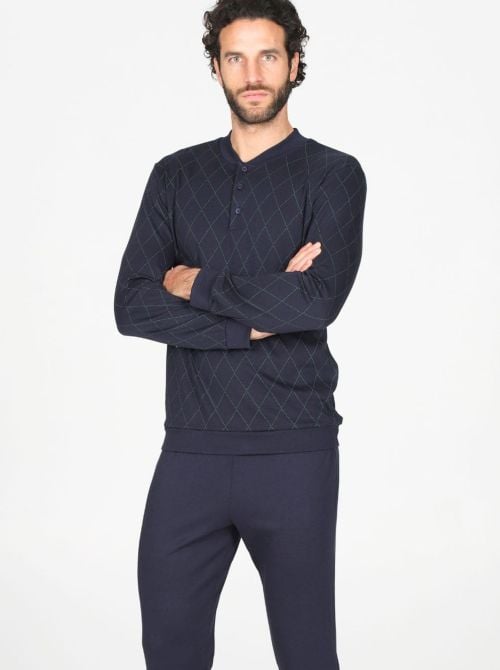 Naxos Men's Serafino Pyjamas in Cotton and Modal with Cuffs
