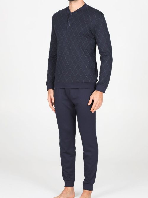 Naxos Men's Serafino Pyjamas in Cotton and Modal with Cuffs
