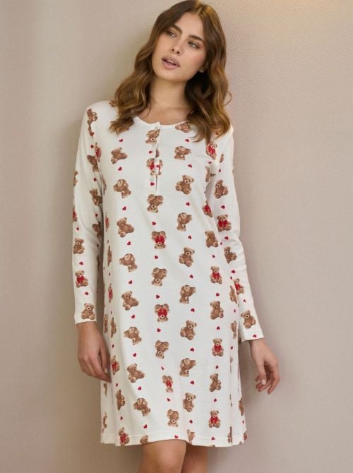 Dora Camicia da notte calda con orsetti BOGLIETTI