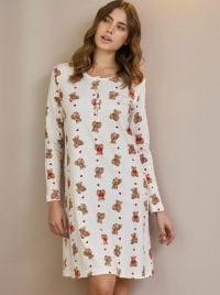 Dora Camicia da notte calda con orsetti