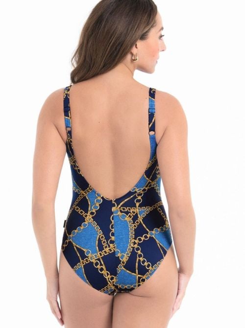 Elouise costume piscina-mare con zip, blu denim
