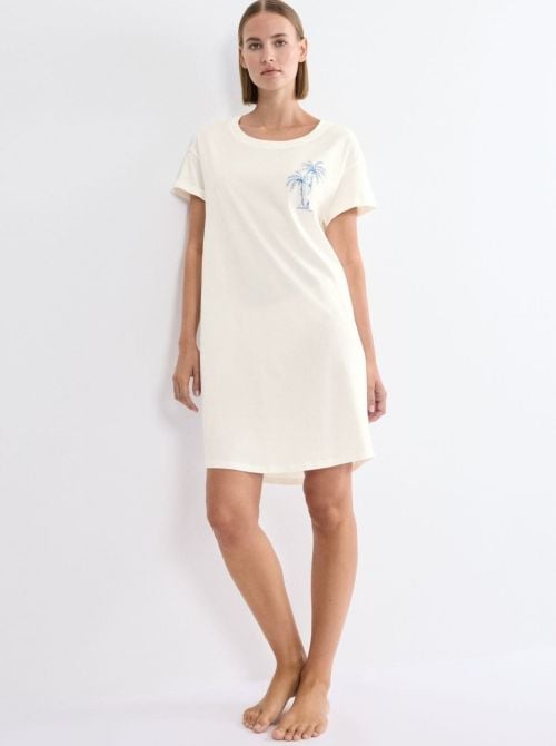 Camicia da notte in cotone, silk white